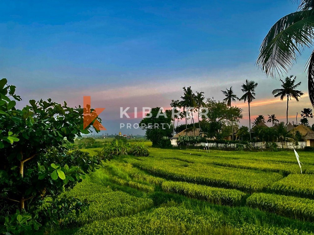 breathaking sunset with rice field view at private villa in Bali